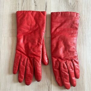 Vintage Fownes Red Leather Driving Gloves 7 1/2 Thinsulate Thermal Insulation